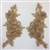 APL-BED-118-GOLD-PAIR-3D. Pair of Beaded Appliques - 3D on White Net. - GOLD - 12.5" x 6" - Pair $7