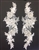 APL-BED-119-WHITE-PAIR-3D. Pair of Beaded Appliques - 3D on White Net. - WHITE- 13" x 6" - Pair $7