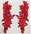 APL-BED-120-RED-PAIR-3D. Pair of Beaded Appliques - 3D on Net. - RED- 14.5" x 4.5" - Pair $7