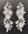 APL-BED-126-WHITE-3D-PAIR. Beaded Applique - 3D on Net. - White with Sequins -and Beads 11" x 5" - Pair $6
