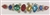 BKL-RHS-018-MULTIGOLD. Multi-Color Stones on Gold Metal Applique/Buckle - 8 X 1-7/8 Inches