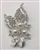 BRO-RHS-266-SILVER. Clear Rhinestones and Pearls on Silver Metal Brooch - 1.5 x 3 Inches