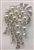 BRO-RHS-268-SILVER. Clear Rhinestones and Pearls on Silver Metal Brooch - 1.5 x 2.5 Inches