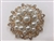BRO-RHS-277-GOLD. Clear Rhinestones and White Pearls on Gold Metal Brooch - 2 x 2 Inches