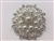 BRO-RHS-277-SILVER. Clear Rhinestones and White Pearls on Silver Metal Brooch - 2 x 2 Inches