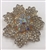 BRO-RHS-278-GOLD. Clear and AB Rhinestones on Gold Metal Brooch - 2 x 2 Inches