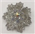 BRO-RHS-278-SILVER. Clear and AB Rhinestones on Silver Metal Brooch - 2 x 2 Inches