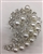 BRO-RHS-284-SILVER. Clear Rhinestones and White Pearls on Silver Metal Brooch - 2 x 2 Inches