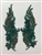 RHS-APL-080-GREEN-PAIR.  Sew-On Green Crystal Rhinestone Applique with Green Beads -  14 X 5  Inches Each - One Pair