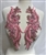 RHS-APL-080-PINK-PAIR.  Sew-On Pink Crystal Rhinestone Applique with Pink Beads -  14 X 5  Inches Each - One Pair