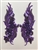 RHS-APL-080-PURPLE-PAIR.  Sew-On Purple Crystal Rhinestone Applique with Purple Beads -  14 X 5  Inches Each - One Pair