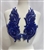 RHS-APL-080-ROYALBLUE-PAIR.  Sew-On Royal Blue Crystal Rhinestone Applique with Royal Blue Beads -  14 X 5  Inches Each - One Pair