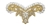 RHS-APL-747-GOLD.  CRYSTAL RHINESTONE APPLIQUE WITH GOLD BEADS - 11" x 6"