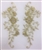 APL-BED-101-GOLD-PAIR.  Beaded Applique - Gold - 10 x 3.5 Inch