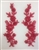 APL-BED-104-CORAL-PAIR.  Beaded Applique - Coral - 9 x 3 Inch