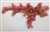 APL-BED-109-RED. Embroidered Beaded Applique with Rhinestone and Sequin on Net. - Red - 14" x 8"