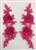 APL-BED-121-FUCHSIA-PAIR-3D. Pair of Beaded Appliques - 3D on Net. - FUCHSIA- 14.5" x 4.5" - Pair $7