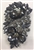 BRO-RHS-280-BLACK. Black Rhinestones on Black Metal Brooch - 3 x 1.5 Inches