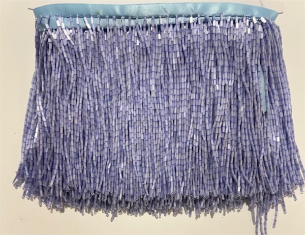 FRI-BED-107-LILAC. Beaded Fringe - LilacColor - 6" Wide - On Lilac Tape - 1 yard