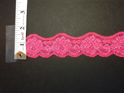 LST-REG-107-FUCHSIA.  STRETCH LACE 1 INCH WIDE - FUCHSIA