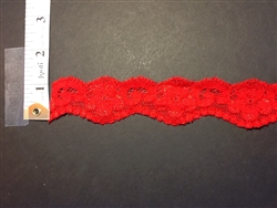 LST-REG-107-RED.  STRETCH LACE 1 INCH WIDE - RED