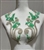 RHS-APL-W3315-GREENSILVER-PAIR. Green Silver Crystal Rhinestone Applique on a Shear White Tulle- 12" x 4" Each Piece.