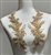 RHS-APL-W3317-GOLD-PAIR. Gold Rhinestone Applique with Clear Crystals and Gold Beads on a Shear White Tulle- 13" x 5" Each Piece.