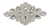 RHS-APL-558-SILVER.  RHINESTONE APPLIQUE.  9 x 5 inches