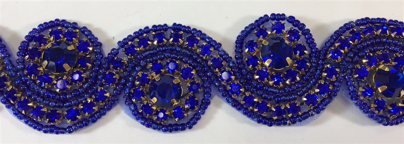 Imported Rhinestone Chain - Royal Blue and Purple Iridescent Rhinestones on  Silver Decorative Trim Trimming By the Yard (2874-T-10B-blue/purple) 