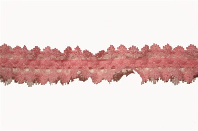 Primrose Pink Ruffled Stretch Lace Trimming - 1 - Crochet - Lace