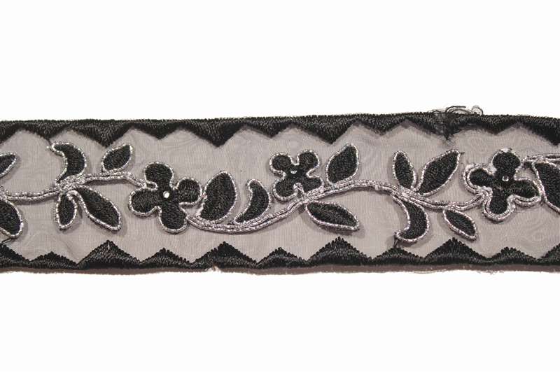 LNS-BBE-193-GREEN. BRIDAL BEADED TRIM - GREEN - 1.5 WIDE